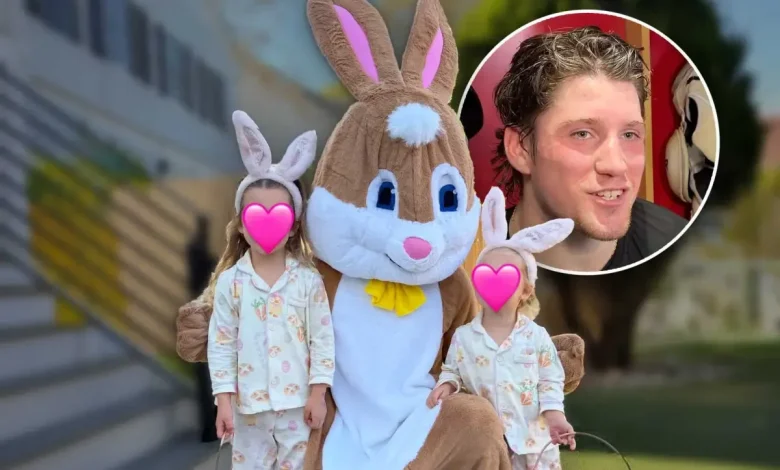 Ryan Leonard replaces Dylan Strome as Easter Bunny during Stromes’ annual Easter egg hunt