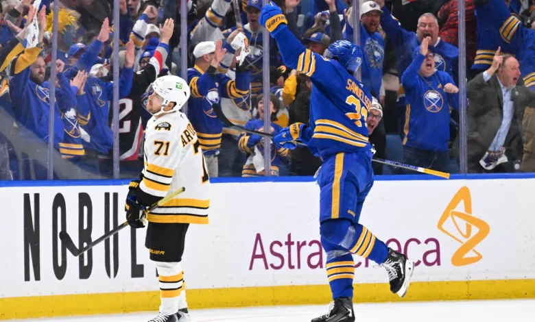 Sabres rally with 4 goals late in 3rd, shock Bruins in Game 1 of East 1st Round