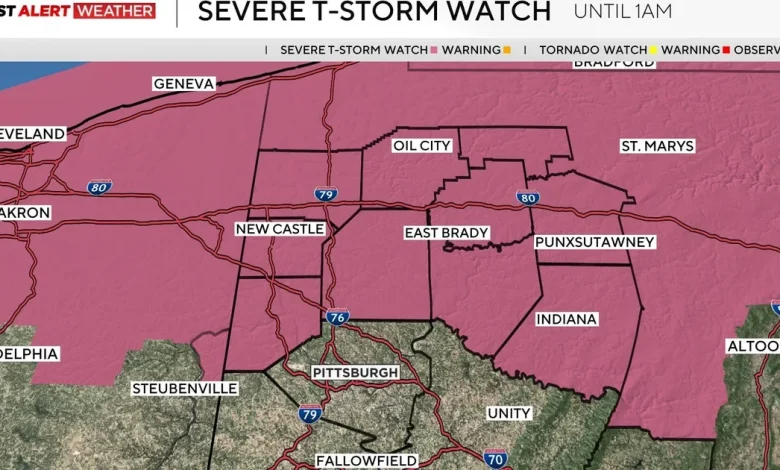 Severe thunderstorm watch issued for northern parts of Pittsburgh area