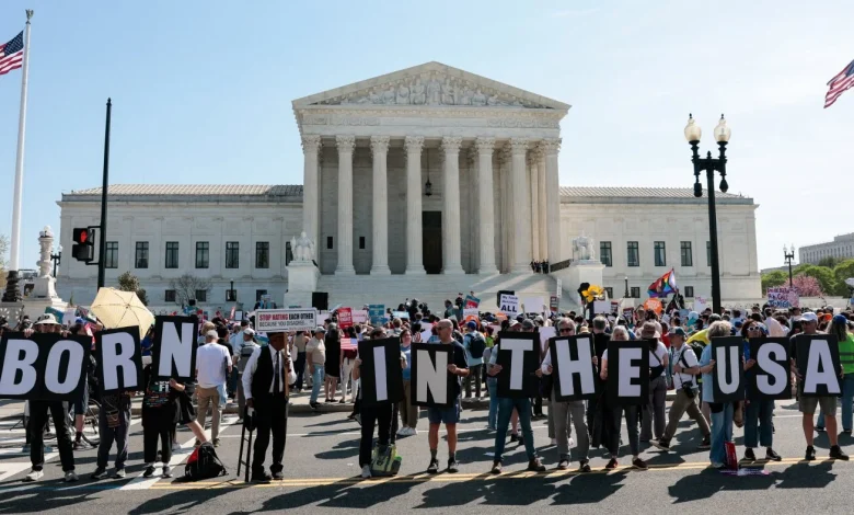 Supreme Court hears challenge to birthright citizenship as Trump attends arguments : NPR