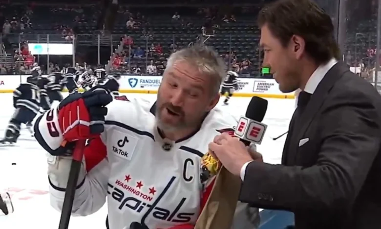 TJ Oshie interviews Alex Ovechkin before his potential final NHL game, offers him Subway and bag of Cheetos