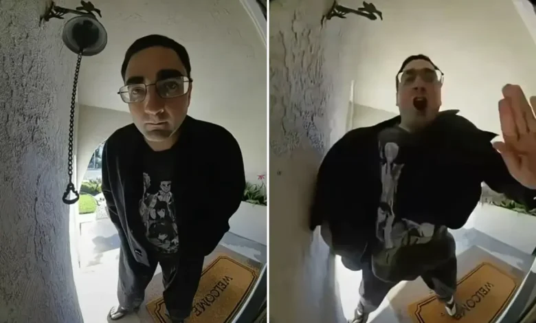 Terrifying video shows standoff between female homeowner and creep who broke into her house