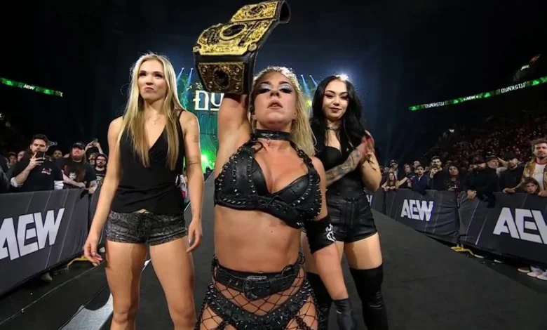 Thekla holds ropes during pinfall win over Jamie Hayter in AEW Dynasty title match