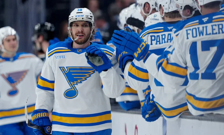 Thomas scores hat trick, Blues defeat Mammoth for 4th straight win