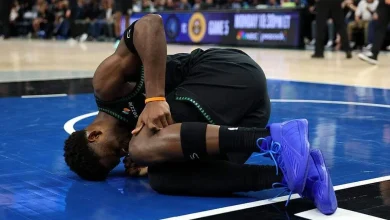 Timberwolves’ Anthony Edwards (left knee injury) leaves Game 4 vs. Nuggets