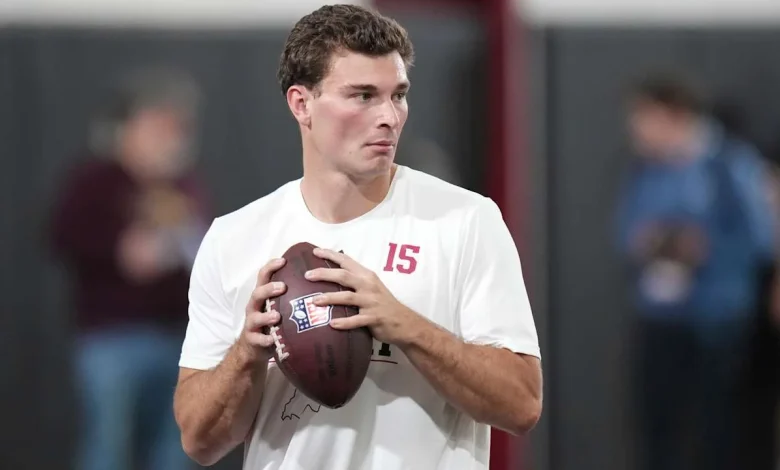 Top prospect Fernando Mendoza shows off trademark accuracy at Indiana Pro Day