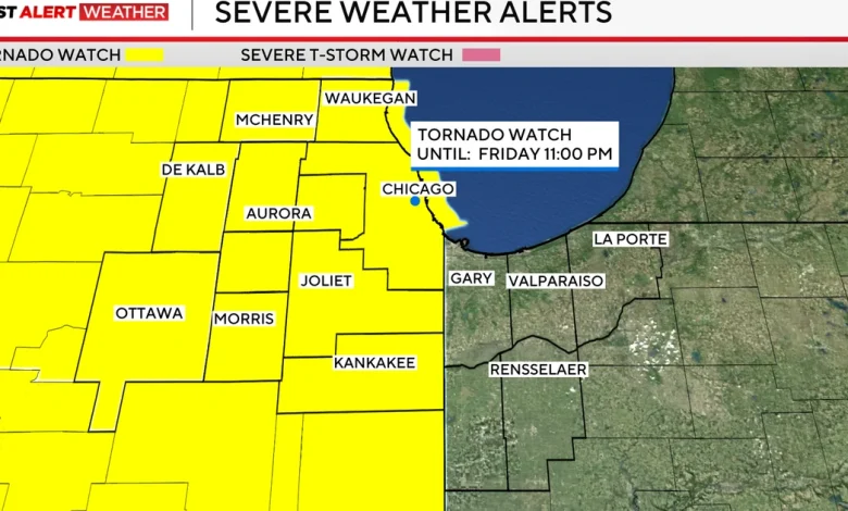 Tornado Watch for entire Chicago area as severe storms race east; tornadoes, funnel clouds reported northwest