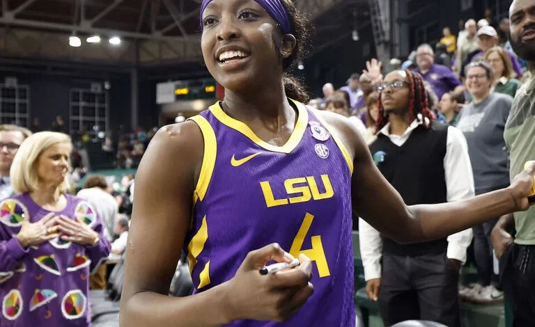 Valkyries select LSU star Johnson with 8th pick in WNBA draft