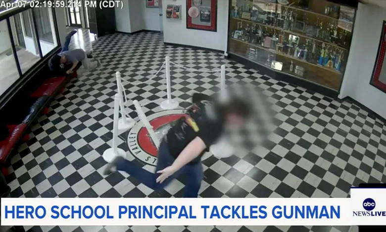 Video shows moment Oklahoma high school principal tackled gunman before being shot