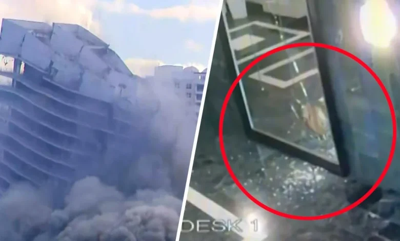 Video shows moment debris from Miami Mandarin Oriental implosion smashes into nearby condo lobby