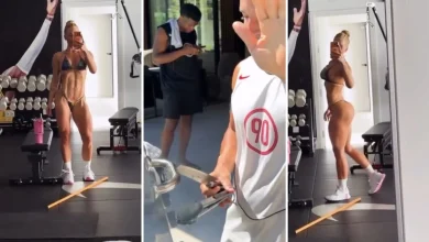 Virginia malha, faz sauna, posa de biquíni fio-dental e ganha churrasco na mansão de Vini Jr