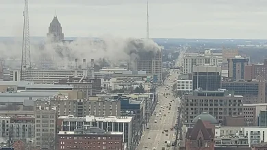 Wayne State University building on fire in midtown Detroit