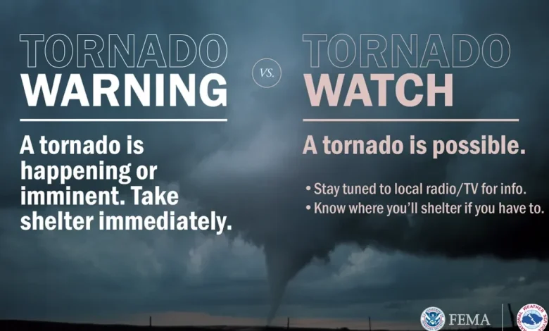 What's the difference between a tornado warning and a tornado watch?