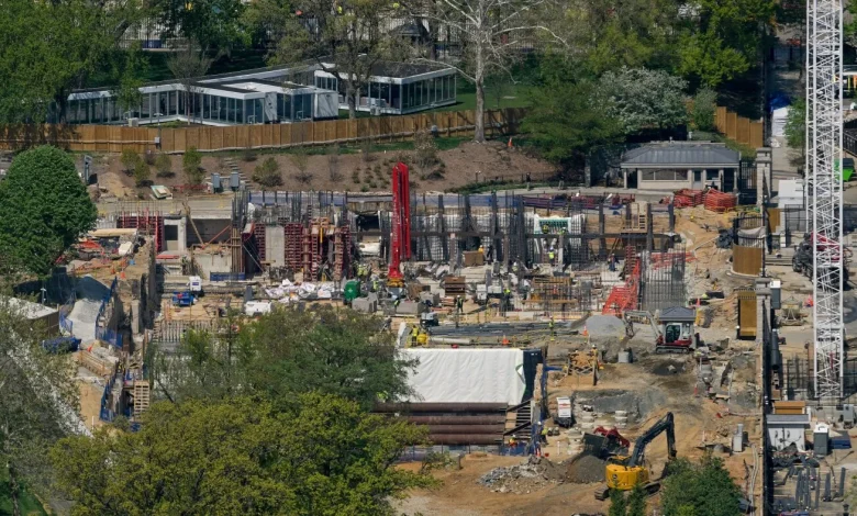 White House ballroom construction can continue for now, appeals court says : NPR