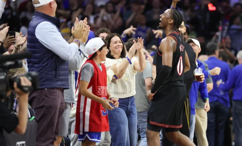 With 'huge lift' from Joel Embiid's surprise, Tyrese Maxey follows through on promise, leading Sixers to playoffs