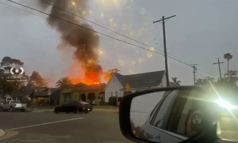 1 dead after garage fire, fireworks explosions caught on video at home in South LA's Jefferson Park, LAFD says