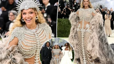 Beyoncé is a sparkly skeleton on the Met Gala 2026 red carpet with Blue Ivy and Jay-Z