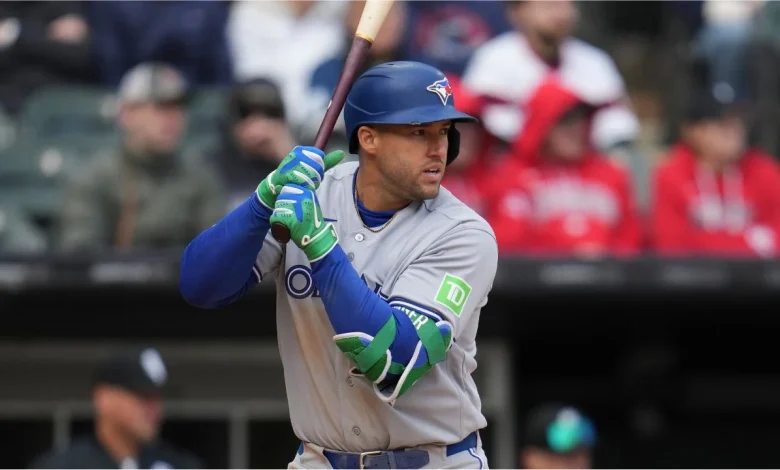 Blue Jays' George Springer leaves game after being hit on foot by pitch