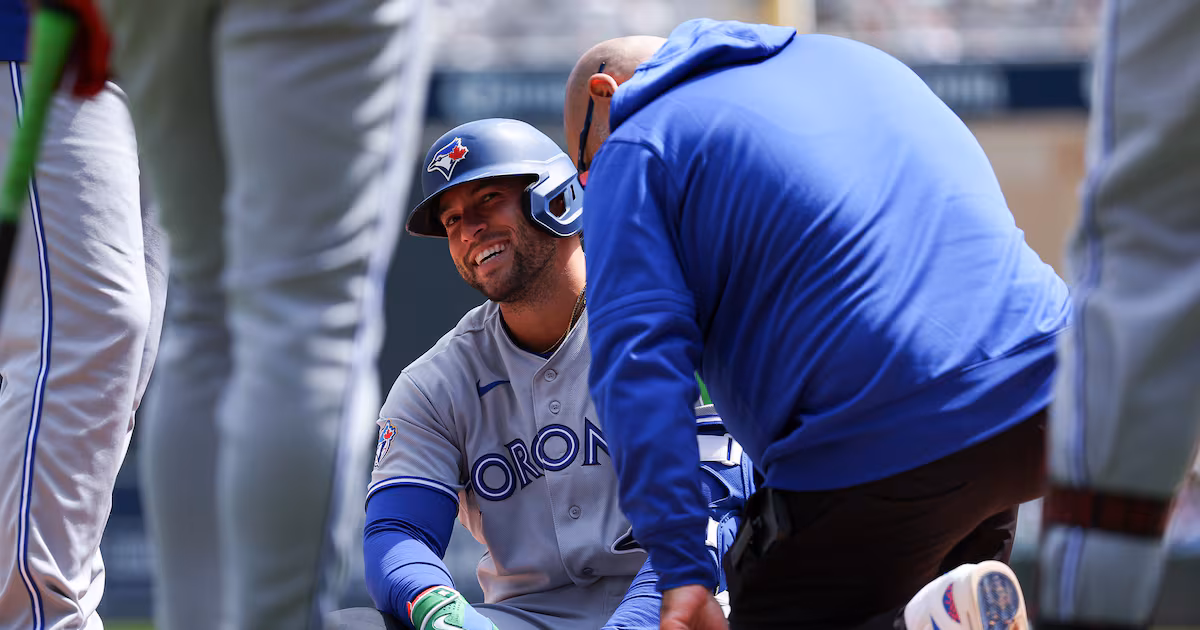 Blue Jays’ Springer exits after being hit on foot