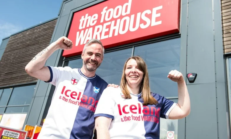 Border supermarket backs England and Scotland with half-and-half 2026 footy shirts