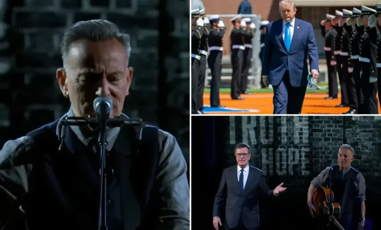 Bruce Springsteen takes jab at Trump, Paramount during Stephen Colbert’s second-to-last ‘Late Show’