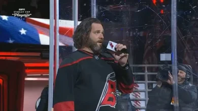 Carolina Hurricanes | National anthem singer Adam Lee Decker feels the energy as he readies for Game 1 spotlight
