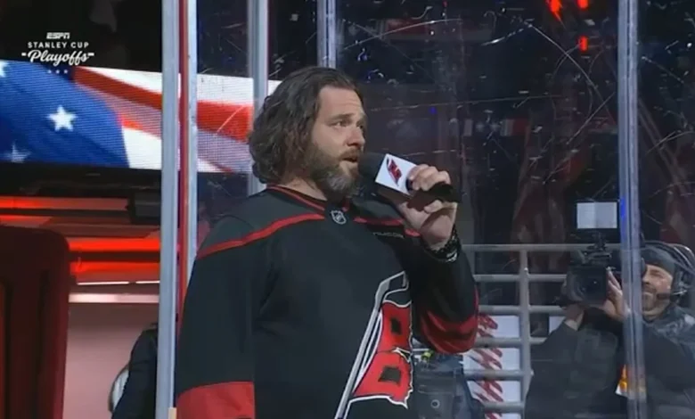 Carolina Hurricanes | National anthem singer Adam Lee Decker feels the energy as he readies for Game 1 spotlight