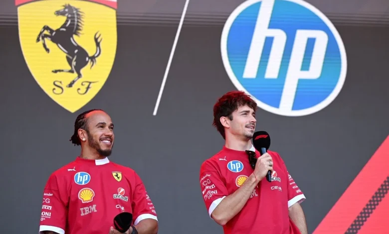Charles Leclerc's hilarious reaction to Lewis Hamilton driving Ferrari's new EV goes viral
