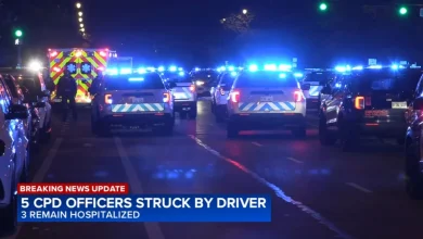 Chicago crime, today: 5 officers struck by car while dispersing crowd at Loomis Street and Roosevelt Road on Sunday, police say