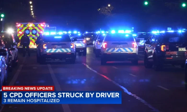 Chicago crime, today: 5 officers struck by car while dispersing crowd at Loomis Street and Roosevelt Road on Sunday, police say