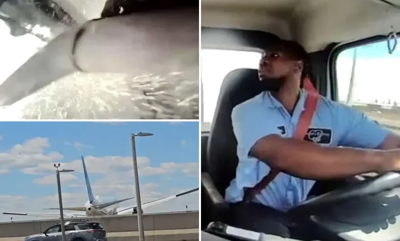 Crazy video captures moment plane landing at Newark strikes bakery truck