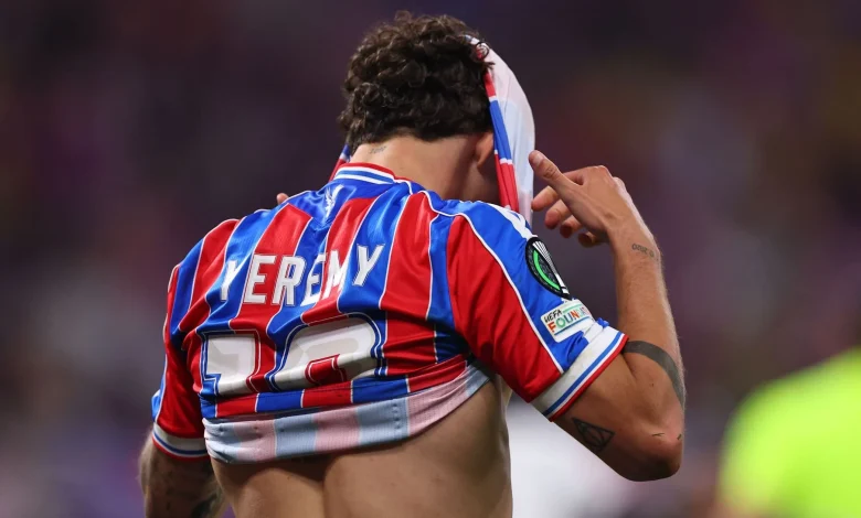 Crystal Palace hit post THREE times from 'almost perfect' Yeremy Pino free-kick in UEFA Conference League final
