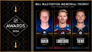Dahlin, Landeskog, Jonathan Toews voted Masterton Trophy finalists