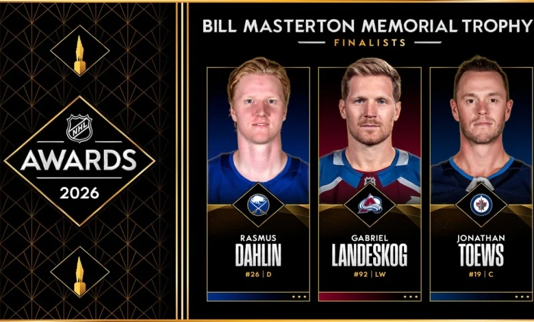 Dahlin, Landeskog, Jonathan Toews voted Masterton Trophy finalists