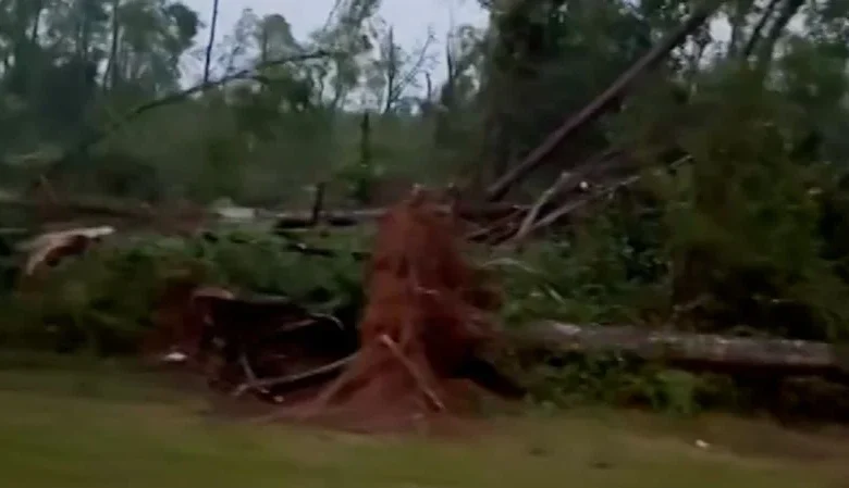 Debris blocks parts of highway after violent tornado