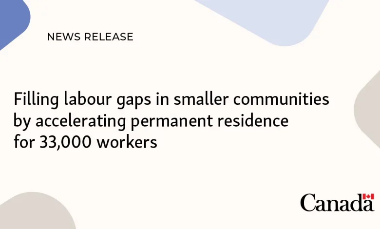 Filling labour gaps in smaller communities by accelerating permanent residence for 33,000 workers
