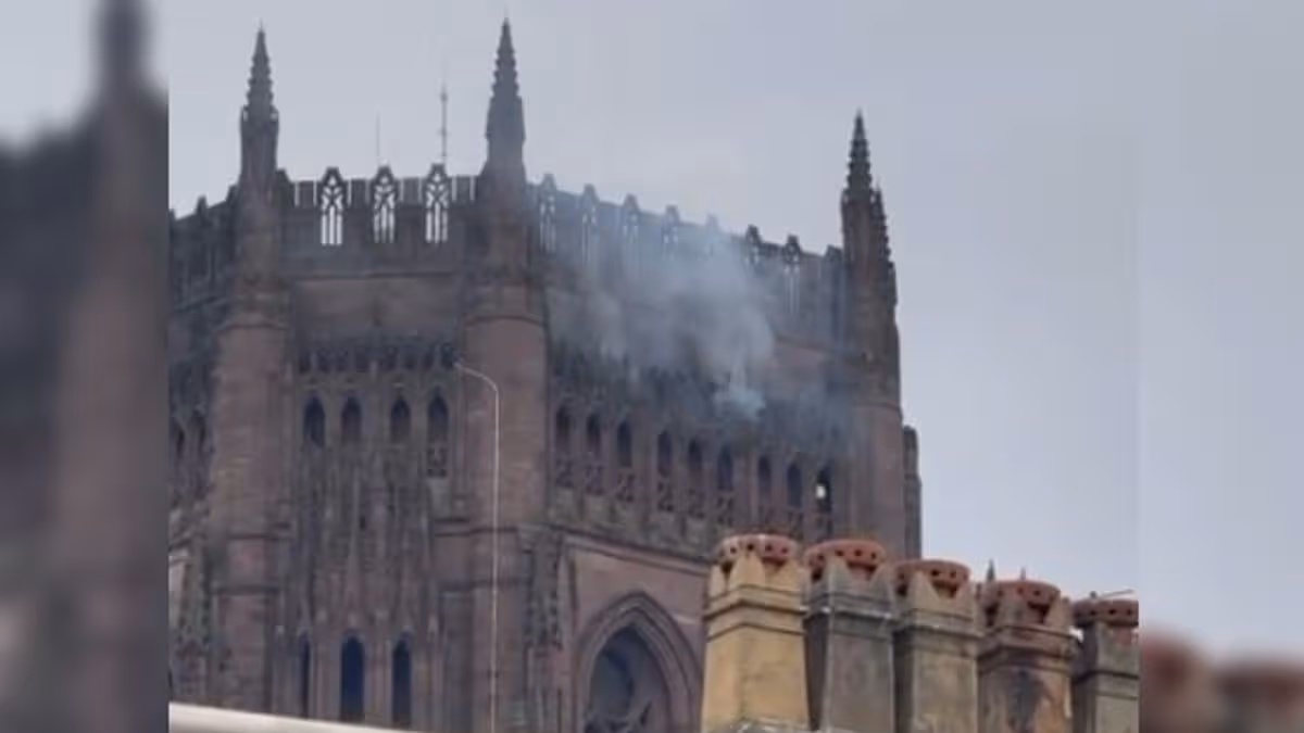 Fire at Liverpool Anglican Cathedral live as fire crews descend