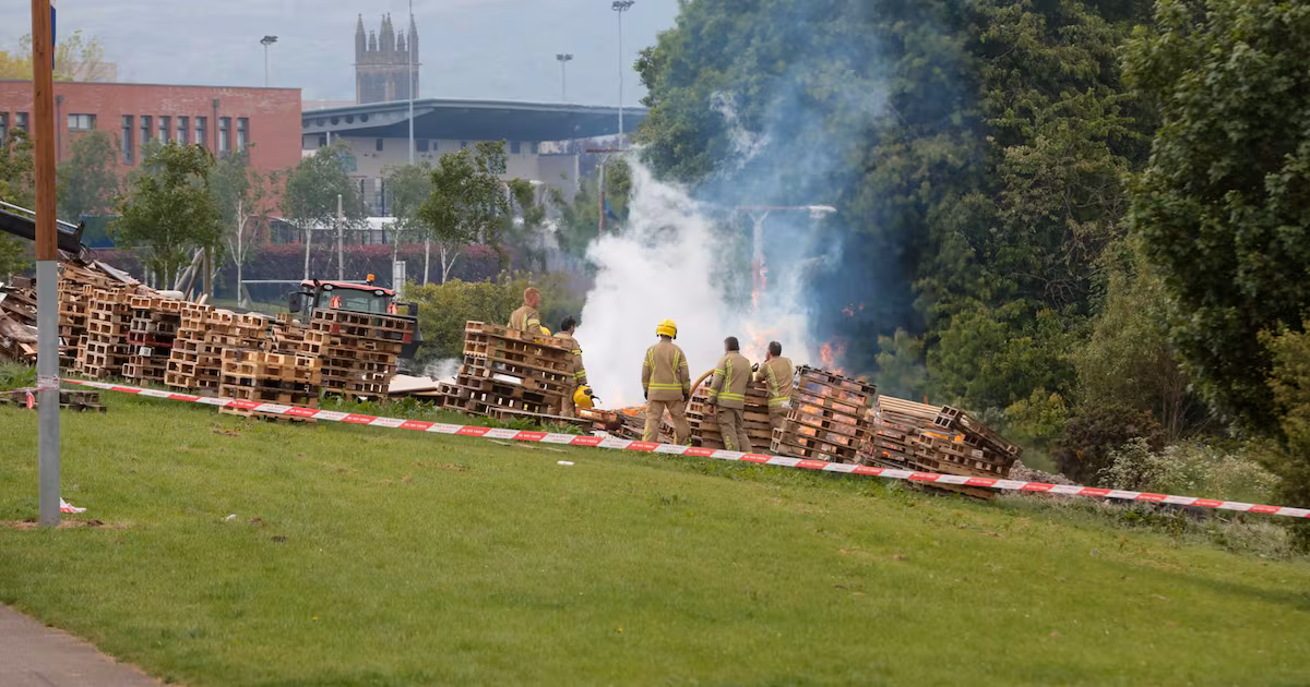 Firefighters tackle blaze at east Belfast bonfire site