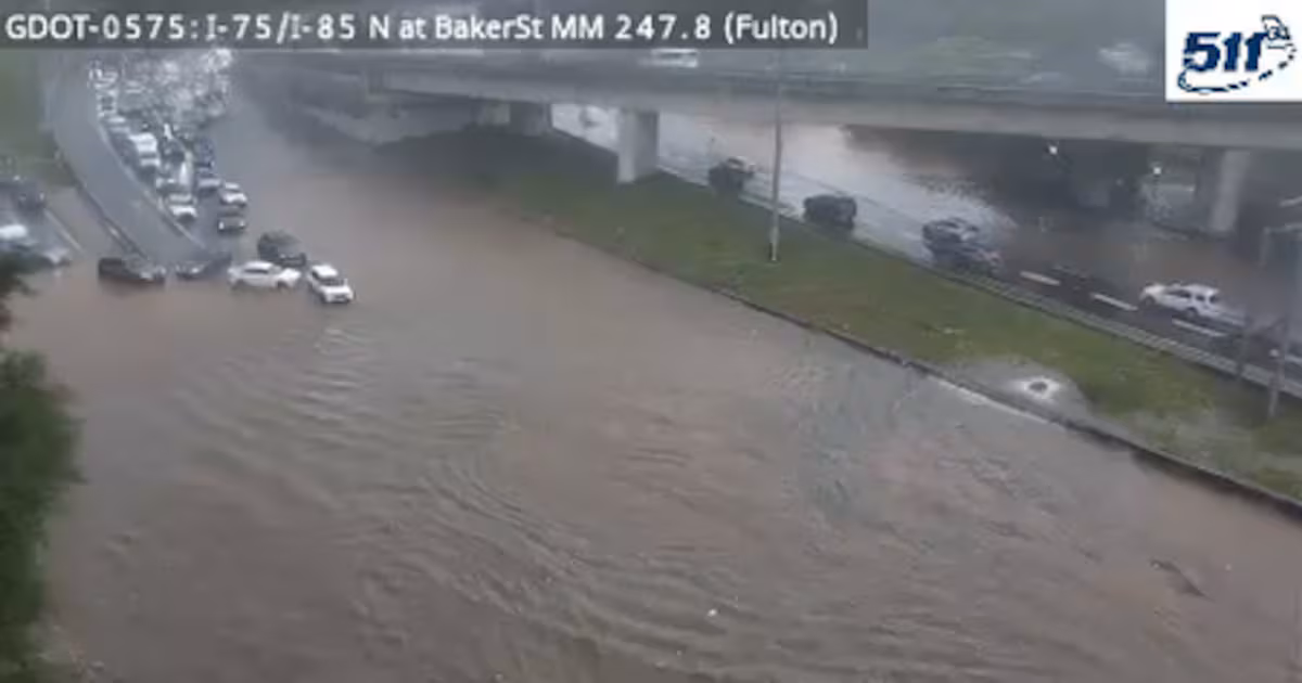 Flash flood warning hits Atlanta after downpours during rush hour
