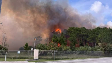 Grass fire near Miami Executive Airport causes road closures in SW Miami-Dade