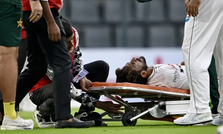 Hasan Ali stretchered off the field in Sylhet after picking up injury