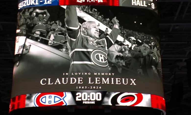 Hurricanes, Canadiens take moment to honor Claude Lemieux before Game 5