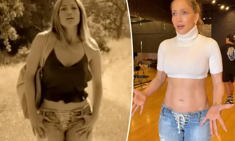Jennifer Lopez busts a move in lace-up jeans from 2001 'Ain't It Funny' music video