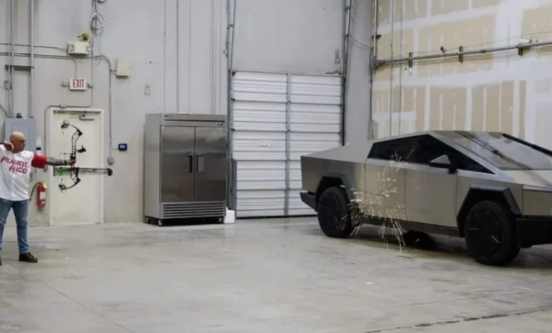 Joe Rogan bet Elon Musk $1 that an arrow could pierce the Tesla Cybertruck and filmed himself trying to do it