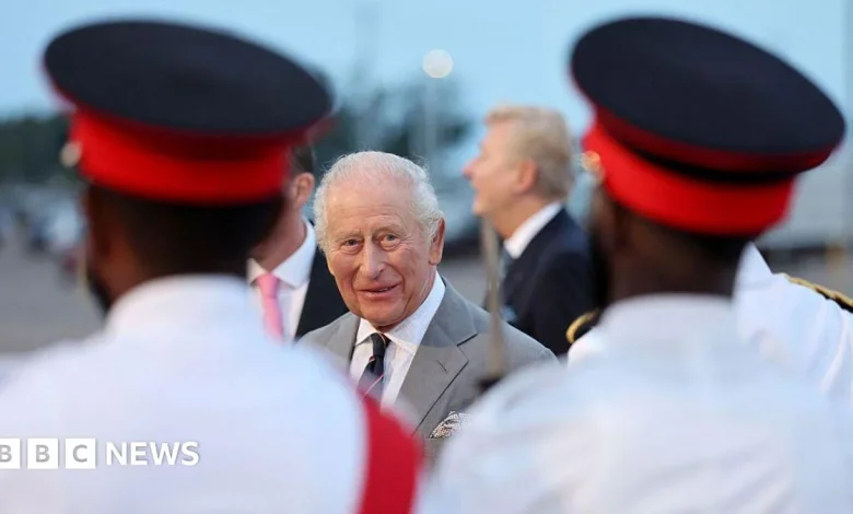 King arrives in Bermuda after ending US trip with visit to small town America