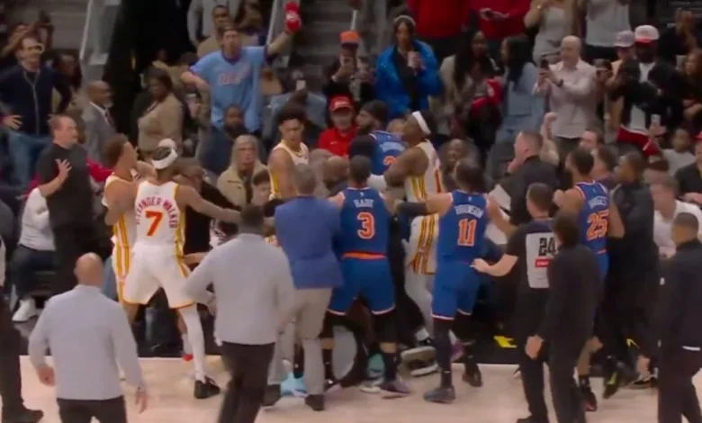 Knicks, Hawks get into fiery scuffle with two ejections in wild scene