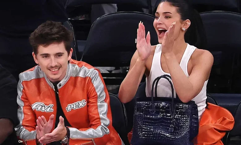 Kylie Jenner and Timothée Chalamet Wear Matching Knicks Colors for Courtside Date