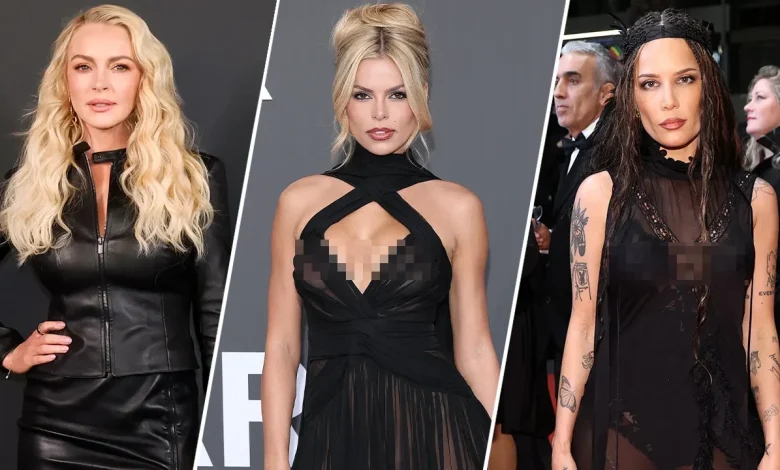 Lindsay Lohan, Brooks Nader and Halsey heat up red carpets in sky-high slits and sheer gowns