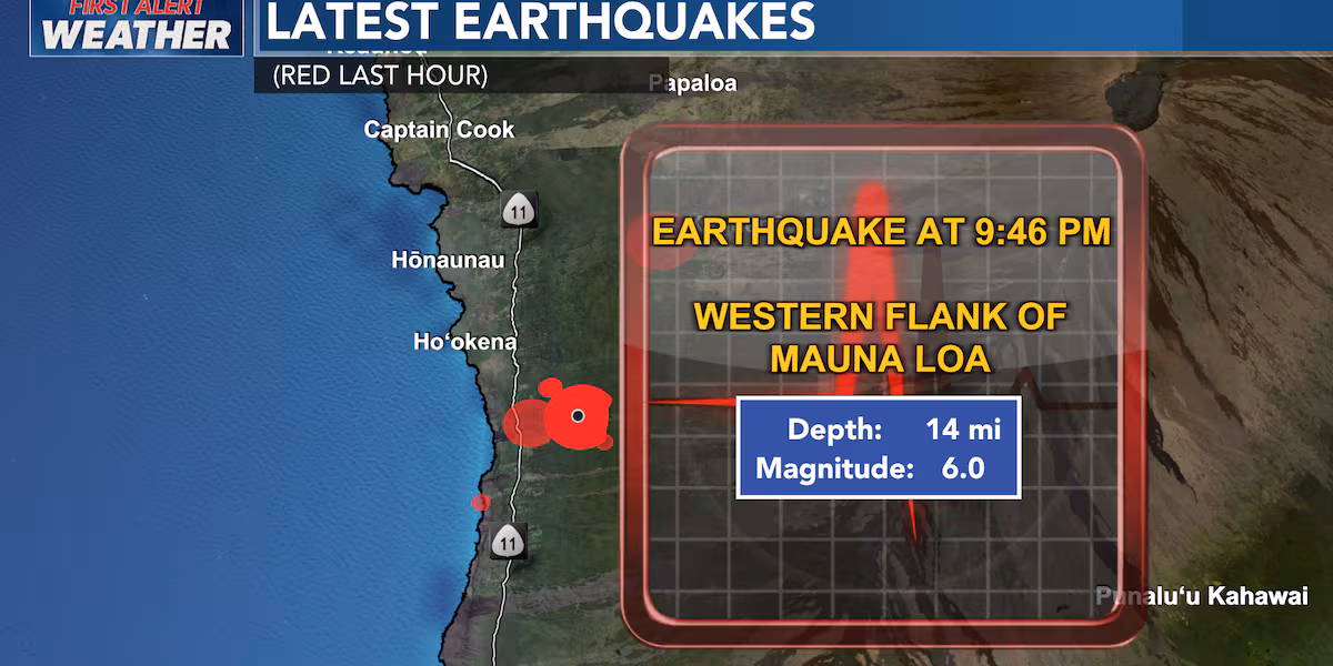 M5.9 earthquake recorded on Mauna Loa; NO tsunami expected