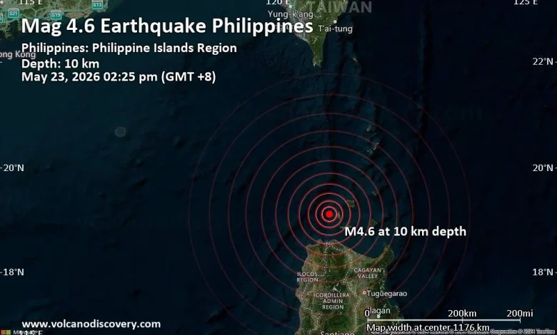 Magnitude 4.6 earthquake strikes near Sanchez-Mira, Cagayan, Cagayan Valley, Philippines